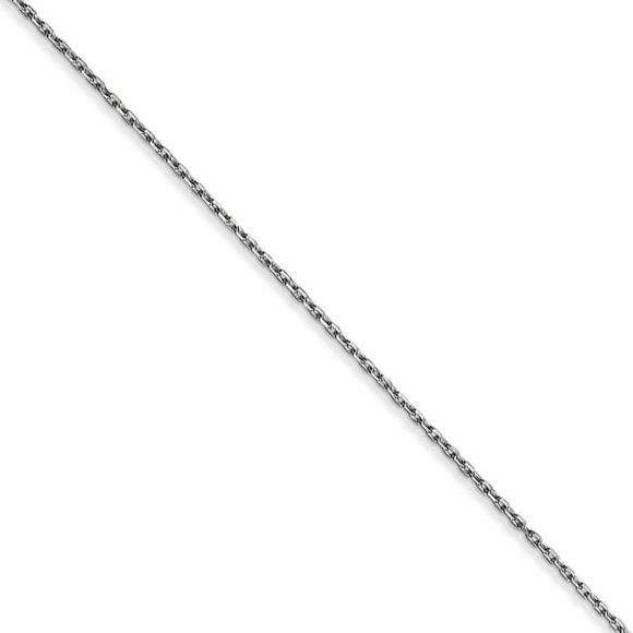0.8mm 14k White Gold Diamond Cut Cable Chain Necklace 24 Inch